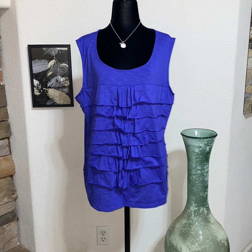 3/$40 Rafaella- Purpleish Ruffled Blouse🧡